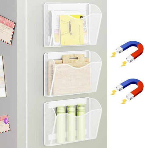 3 حامل ملف جدار واحد ، منظم ورق ملفات شبكية معلقة ، سلة البريد العمودية المثبتة على الحائط ، رف مجلة تنظيم التخزين للمكتب ، المنزل والمدرسة ، الأسود in Kuwait