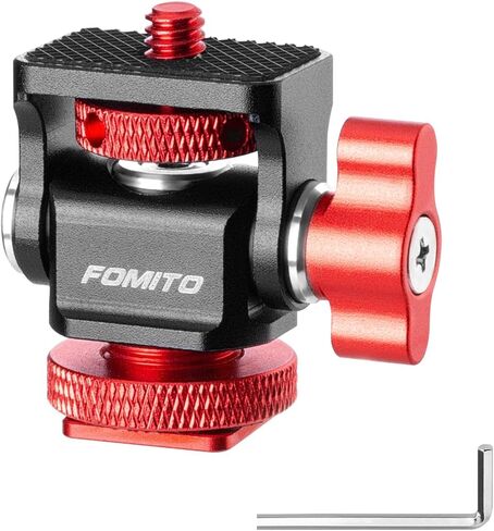 محول دوار معدني من FOMITO يدور 360 درجة عالميًا لفلاش Speedlite، والشاشة الميدانية، ومصباح فيديو LED، وميكروفون - لون رمادي in Saudi Arabia
