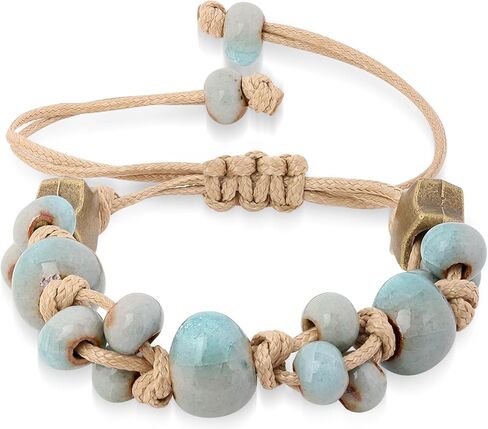 MINACHI Boho Double Wrap Bead Bracelet with Irregular Created Turquoise Pendant, Trendy Jewelry for Women in Saudi Arabia