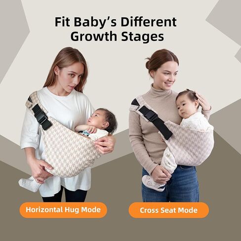 Baby Sling Carrier for Toddler, 2025 Upgraded Houndstooth Baby Carrier Sling Newborn, Premium Cotton Linen Adjustable Shoulder Strap in Kuwait