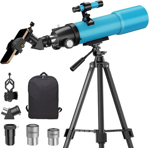 90MM Telescope for Adults and Kids 8+: 150X High Powered Astronomical Portable Refracting FMC Beginners Explorer Scope Toys for Girls Boys 8-12 Xmas Gift Travel Stars Gazing w Professional Tripod in Kuwait