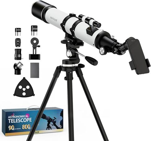 90mm Aperture Telescope 800mm Focal Length Refractor for Beginners & Adult, Professional Astronomy Telescope with 32X-240X Magnification, 3X Barlow Lens & Phone Adapter in Saudi Arabia