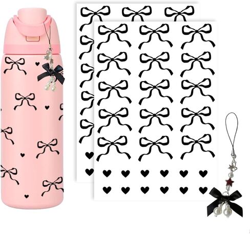Bows Stickers for Custom Owala Accessories, Heart Decals Transfer Stickers for Water Bottles, Bows Pearl Charms for Owala (Light Blue) in Saudi Arabia