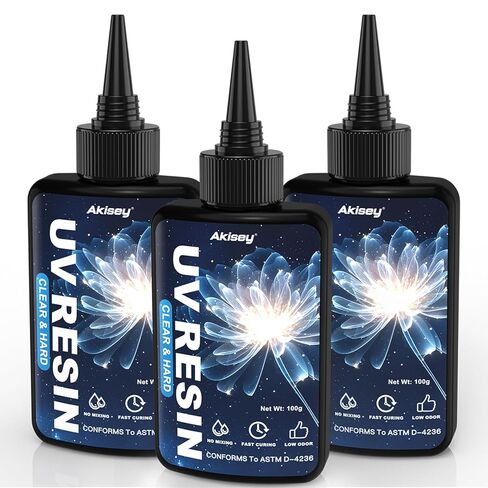 Colored UV Resin, Akisey 300g Black & White UV Resin Kit with Molds, Stirring Sticks & Cups, Low Odorless, Low Shrinkage, Hard Color UV Glue for Jewelry Making, Crafts Casting and Decoration in Saudi Arabia