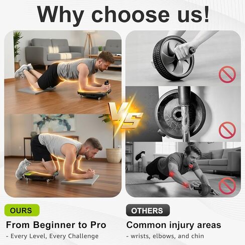 Upgrade Ab Roller Wheel Detachable Abdominal Wheel With 360° for Core Workout, Multi-Directional Abs Roller Board For Full body exercise Home Gym of All Fitness Levels, Ab Trainer with 8 Wheels in Saudi Arabia