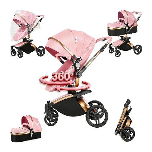 2 in 1 Baby Stroller Convertible Reversible Standard Pram Portable Pushchair Infant Buggy Baby Carriage Foldable High Landscape Pram for Toddler Newborn (225 Black Gold) in Saudi Arabia