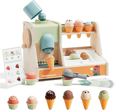 TOP BRIGHT Wooden Vending Machine Play Set, Play Food for Kids，Pretend Play Toys with Wooden Snack Bars and Drink Cans, Montessori Toys for Boys Girls Capybara Gift Age 3+ in Saudi Arabia