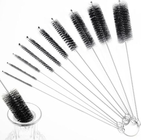 Bottle Cleaning Brushes, 8.3 Inch Nylon Tube Brush Set Small Straw Brush Pipe Tube Cleaner for Narrow Neck Bottle Cups with Hook 14PCS in Saudi Arabia