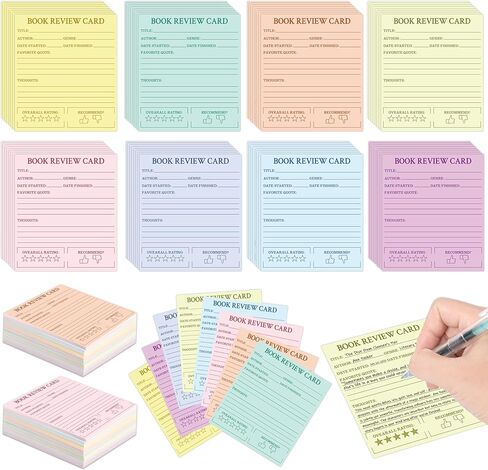 L1rabe Colorful Book Review Cards Set - 120Pcs Back to School Bulk Reading Log Cards with 8 Colors, Book Review Notes for Readers, Book Club Supplies Bookish Gifts for School Students Teachers Women in Saudi Arabia
