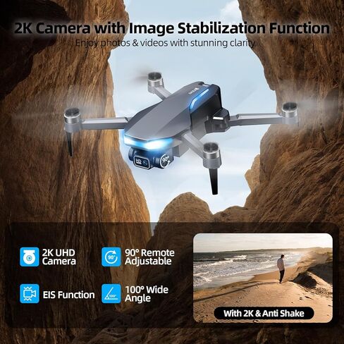طائرة بدون طيار بنظام تحديد المواقع العالمي (GPS) مع كاميرا للبالغين، طائرة بدون طيار 2K FPV مع جهاز تحكم عن بعد بشاشة 4.5 بوصة، محرك بدون فرشاة، إرجاع تلقائي، اتبعني، اضغط على الطيران والطيران الدائري، طائرة كوادكوبتر قابلة للطي لوقت طويل للمبتدئين in Kuwait