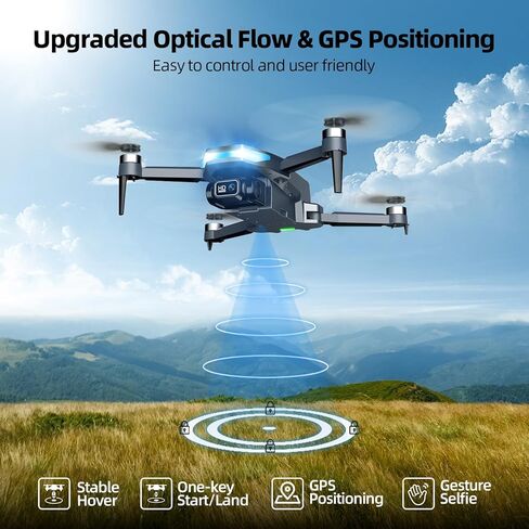 طائرة بدون طيار بنظام تحديد المواقع العالمي (GPS) مع كاميرا للبالغين، طائرة بدون طيار 2K FPV مع جهاز تحكم عن بعد بشاشة 4.5 بوصة، محرك بدون فرشاة، إرجاع تلقائي، اتبعني، اضغط على الطيران والطيران الدائري، طائرة كوادكوبتر قابلة للطي لوقت طويل للمبتدئين in Kuwait