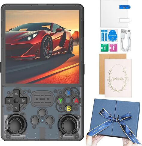 HatiLuminis R36plus Handheld Retro Game Console 4.0-inch IPS Screen,Preloaded with Classic Games,Portable Pocket Video Gaming with Christmas Card & Gift Box (Purple) in Saudi Arabia