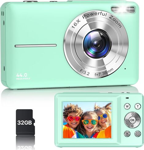 Digital Camera, Latest FHD 1080P Digital Camera for Teens with SD Card Anti Shake Point and Shoot Cameras Portable 16X Zoom Compact Small Cameras for Kids Boys Girls Seniors with Wrist Strap in Saudi Arabia