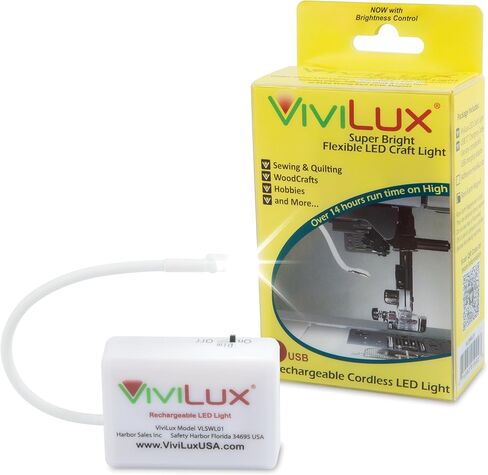Vivilux Ultralight XL إضافي LED LED LED LID طويل ، إضاءة محمولة للبطارية القابلة لإعادة الشحن للحرف اليدوية ، الخياطة ، والقراءة ، يشمل شريط يدوي وتصاعد in Kuwait