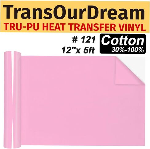 TransOurDream Tru-PU Heat Transfer Vinyl Rolls, Fuchsia Red 12'' x 10ft HTV Vinyl for Explore AIR 2, Maker, Cameo, Fuchsia Pink Iron on Vinyl for T-Shirts, Thinner, Soft, Sticky, Unprintable in Saudi Arabia