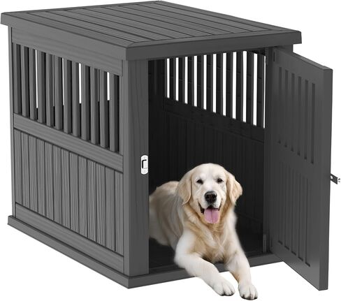 Drato Dog Crate Furniture And Table Table Stand Stand Fature مع مزلاج قابل للقفل للكلاب الصغيرة إلى الكبيرة من الكلاب الجانبية ، الكلاب الحديثة في داخلي (بني فاتح ، صغير الحجم (29.65 * 21.3 * 25.28)) in Kuwait