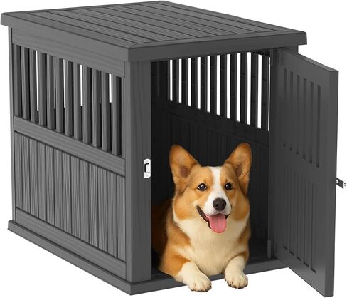 DRATO Dog Crate Furniture End Table Night Stand Furniture with Lockable Latch for Small to Large Dogs Side End Table, Modern Dogs Kennel Indoor (Light Brown, Small Size(29.65 * 21.3 * 25.28)) in Saudi Arabia