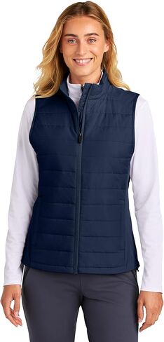 SPORT-TEK Women's Teknical Hybrid Vest | Lightweight Insulated Zip Up Vest, Water Repellent, Adjustable Hem, Zip Pockets in Saudi Arabia