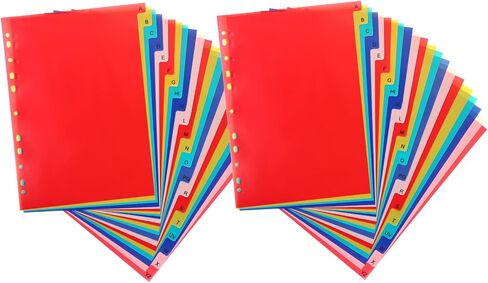 21 TAB A-Z Binder Dividers ، ALPHABET Plastic Binder Dividers with Multicolor Tabs ، حجم الحرف 8.2 "× 11.6" ، لثلاثة مجمعات حلقة ، يناسب 2/3/4/11 دفتر رنين-فهرس علامات التبويب المقسمات لمدرسة Office School Home in Kuwait