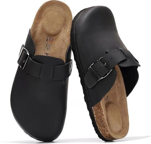 Project Cloud Genuine Leather Footbed Clogs for Women - Memory Foam Arch Support Slippers for Women - Trendy Slip-ons Women's Mules & Clogs Sandals (Benton, NATWOOL, 8.5) in Saudi Arabia