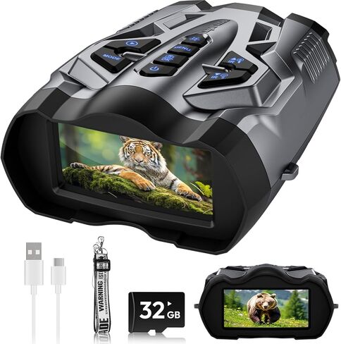 WISHBETY 4K Night Vision Goggles for Adult,16X Zoom Night Vision Binoculars | with 1000FT Infrared Range,5000mAh Rechargeable Battery,3.5" Screen,Include 32GB Card,Gift for Mens and Outdoor Enthusiasts in Kuwait