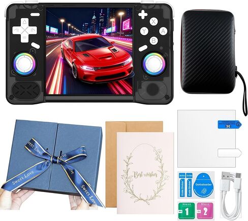 Upgraded XF40H Handheld Game Console,Retro Gaming Console Preloaded with Classic Games,4.0 Inch 4K HD IPS Screen,Portable Pocket Video Gaming with Christmas Card & Gift Box (128Gb White) in Saudi Arabia