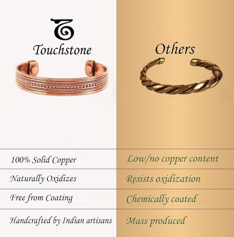 Touchstone النحاس اليد المغناطيسية مزورة مع الصلبة وعالية المقياس أناقة التبت أضيق الحدود سوار النحاس النقي نمط يفتن في نغمات ثلاثية in Saudi Arabia