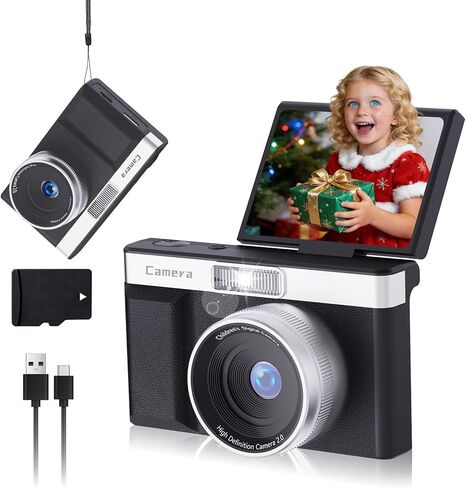 Digital Camera for Kids,180°Flip Screen 48MP Cameras for Photography,Perfect Birthday for Kids Digital Camera, with 32GB Memory Card in Kuwait