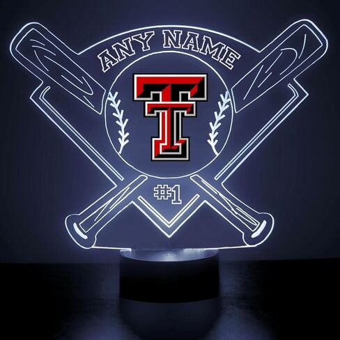 Custom University of Connecticut (UConn) Huskies Baseball Logo LED Sign Night Light Lamp with Remote, Personalized Name, Text, Officially Licensed from the CLC by Mirror Magic Gifts, Made in the USA in Kuwait