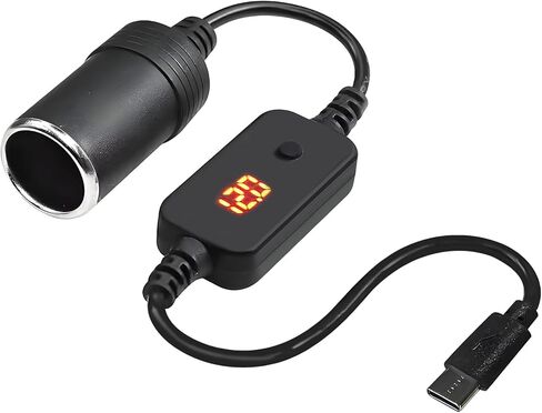 كابل محول أنثى بمقبس ولاعة سجائر بطول 2 قدم USB C ذكر إلى 12 فولت، محول ولاعة سجائر USB A إلى 12 فولت، محول شاحن مع جهد تبديل وعرض 36 وات لكاميرا داش، نظام تحديد المواقع العالمي (2 قدم) in Kuwait