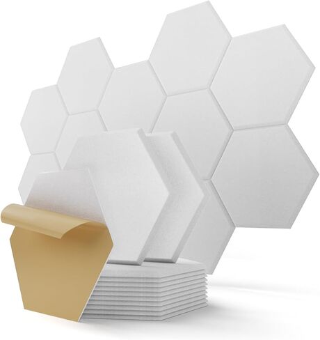 Acoustic Foam Panels, 3D Hexagon Dual Thickness 1.57" & 2.75" Sound Absorbing Tiles for Studio, Room, 12 Pack, 12" x 10" Black Decorative Art Paneles for Ceiling, Door, Pared, Walls, Home Decor in Saudi Arabia