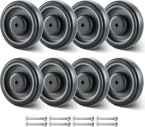 8 Pack Shopping Cart Casters Replacement, 5-inch Diameter Cart Wheels with Axles Bolts, Silent Supermarket Caster (Grey) in Saudi Arabia