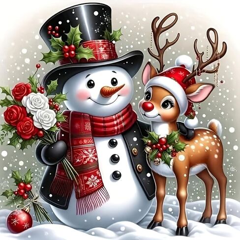 Semneroy Christmas Diamond Art Kits للبالغين ، مرتفعات البقر في عيد الميلاد الماس للبدء ، DIY Full Drill Winter Holiday Diamond Dots Gem Gem Craft Home Decor in Kuwait