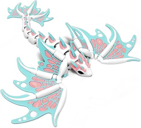 3D Printed Dragon with Wings,3D Printed Animals,Articulated 3D Printed Dragon Dragon Fidget Toy,7" Pink Flying Dragon for Creative Desk Decor Fun Gift. in Saudi Arabia