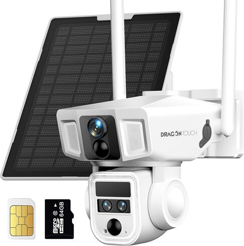 4G LTE Cellular Security Camera, 4K Wireless Outdoor Solar Camera 12000mAh, No WiFi or WiFi Duo-Mode, 10x Optical Zoom, 360° Pan and Tilt AI Tracking, 64G SD/SIM Card, IP66 Weather-Resistant - White in Saudi Arabia