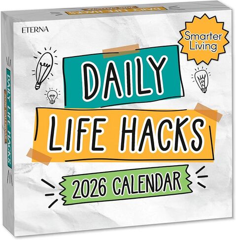 2026 Daily Life Hacks Calendar | تقويم تمزيق يوميًا مع 365 من الاختراقات والحقائق المثيرة للاهتمام لكل يوم من العام ، هدية تقويم مربع المرح للرجال أو النساء ، هدية تخزين عيد الميلاد للمنزل أو المكتب in Kuwait