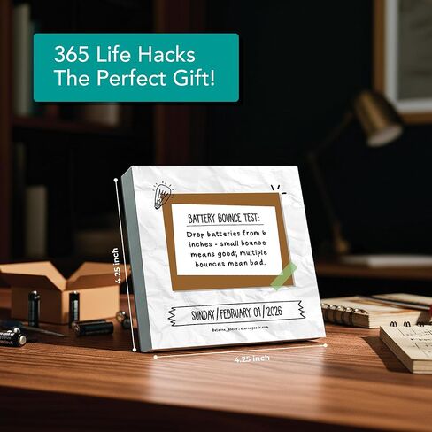 2026 Daily Life Hacks Calendar | تقويم تمزيق يوميًا مع 365 من الاختراقات والحقائق المثيرة للاهتمام لكل يوم من العام ، هدية تقويم مربع المرح للرجال أو النساء ، هدية تخزين عيد الميلاد للمنزل أو المكتب in Kuwait