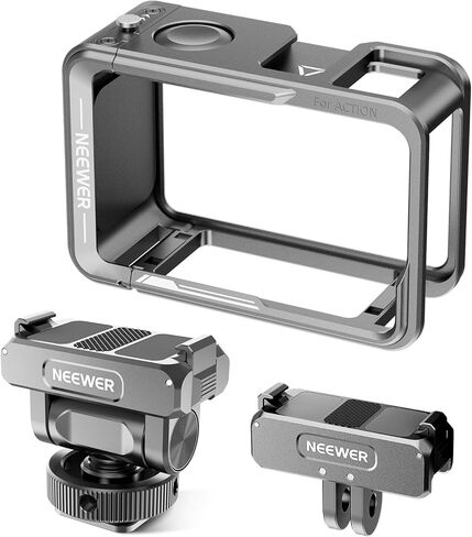 NEEWER AC034 مقبض جانبي فقط لقفص AC014 متوافق مع DJI Osmo Action 5 Pro/4/3، محول تركيب كاميرا مغناطيسي سريع الإصدار مع قبضة وشريط تمديد مصراع الحذاء البارد، رمادي داكن in Kuwait