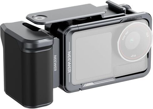 NEEWER AC034 مقبض جانبي فقط لقفص AC014 متوافق مع DJI Osmo Action 5 Pro/4/3، محول تركيب كاميرا مغناطيسي سريع الإصدار مع قبضة وشريط تمديد مصراع الحذاء البارد، رمادي داكن in Kuwait