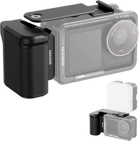 NEEWER AC034 مقبض جانبي فقط لقفص AC014 متوافق مع DJI Osmo Action 5 Pro/4/3، محول تركيب كاميرا مغناطيسي سريع الإصدار مع قبضة وشريط تمديد مصراع الحذاء البارد، رمادي داكن in Kuwait