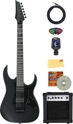 Ibanez GRGR131EX RG Gio Electric Guitar - Black Flat Bundle with Amplifier, Gig Bag, Tuner, Cable, Picks, Austin Bazaar Instructional DVD, and Polishing Cloth in Kuwait