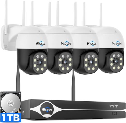 كاميرا مراقبة Hiseeu 4K 8MP خارجية، كاميرا أمان منزلية لاسلكية مع عموم وإمالة، WiFi Pro 2.4/5 جيجا هرتز، تتبع تلقائي، رؤية ليلية ملونة، صوت ثنائي الاتجاه، IP66، توصيل، بدون اشتراك in Kuwait