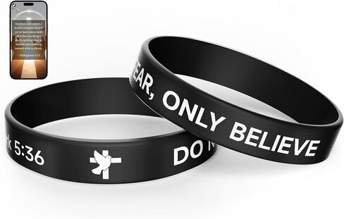 Daily Bible Verse Silicone Wristband for Men Women, Religious Wristband, Inspirational Scripture Present for Daily Motivation, Faith Hope Belief Bracelet, Black in Saudi Arabia