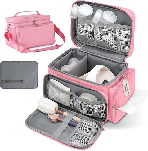 New Insulated Spectra Travel Bag - Breast Pump Bag Fit for Spectra S1 and S2, Upgraded Wearable Breast Pump case | Pumping Bag with Waterproof Mat, Portable Pump Carrying Case for Work Travel Black in Kuwait