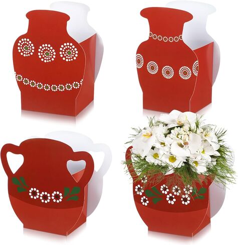 12 Pcs Platos De Barro Mexicanos Cielito Lindo Party Decoration Flower Vase Centerpiece Mexican Paper Gift Boxes Terracotta Clay Pottery Cinco De Mayo Decoration for Tables(Brown Flower) in Saudi Arabia