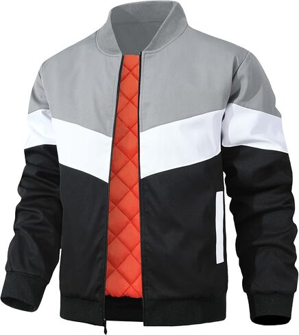 HYPESTFIT Mens Bomber Jacket Casual Windproof Fall Winter Outwear Quilted Insulated Padded Coats in Kuwait