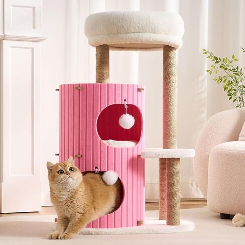 شجرة القط الحديثة للقطط الداخلية البالغة كبيرة ، 36in H Cat Condo Tower مع وظائف الخدش ، كهف سرير القط المريح ، وسائد قابلة للغسل ، كرات متدلية ، هيكل اللعب والقيلولة لجميع سلالات القطط والبني in Kuwait