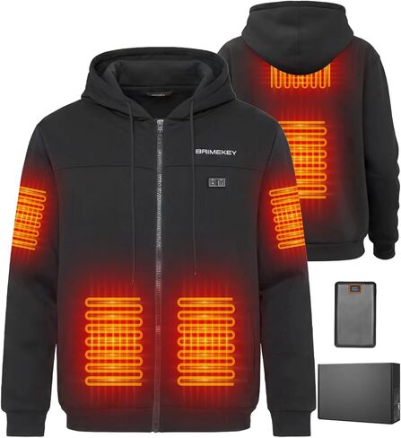 Heated Hoodie for Men Women with Fleece Lining Fsat Charge 20000mAh Battery Zip Heated Sweatshirt Electric Hoodie in Kuwait