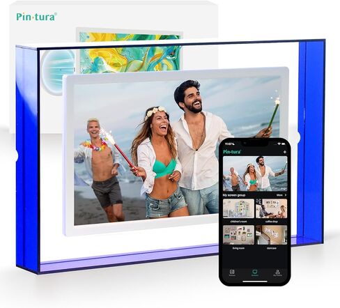 16" WiFi Digital Picture Wood Texture Frame - 1920 * 1080p FHD Magnetic Wall Mount, 64GB+8GB Cloud, Auto-Rotate Screen, Share Photos/Videos Instantly via App，Family Kids Growth Display in Kuwait