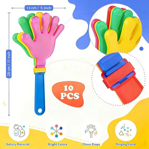 10 Pcs 11 Inch Hand Clappers Noisemaker Noise Maker Colorful Large Noisemaker Plastic Clapper Noisemaker for Sporting Events Fiesta Birthday Cheers Supplies for Kids 3+ in Kuwait